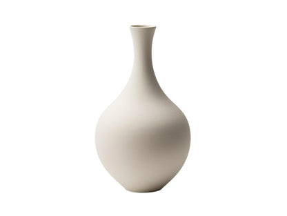 Lhome Minimalist Narrow Neck Ceramic Vase - Matte White Vintage-Inspired Botanical Bottle
